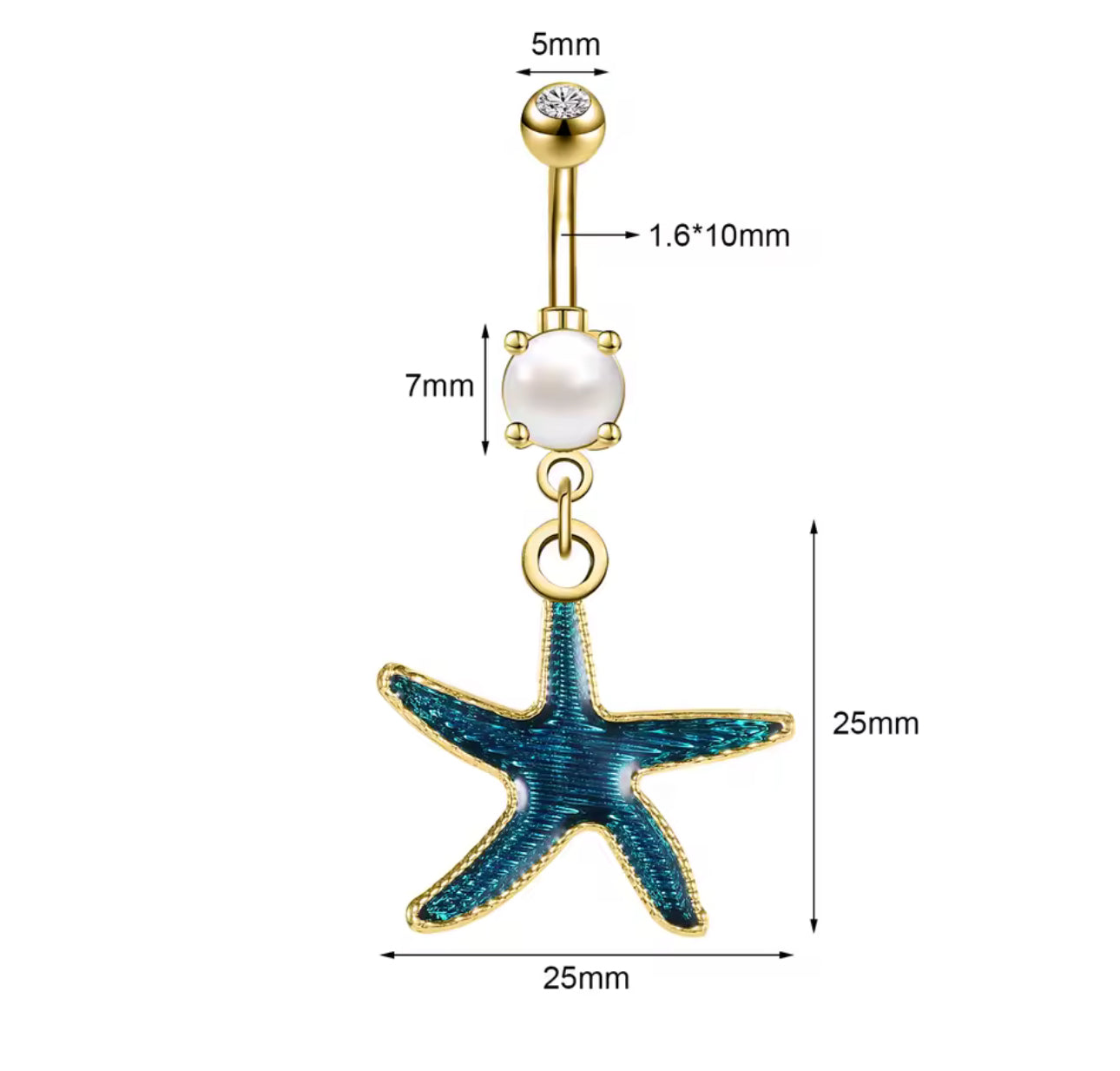 Blue Mermaid - Shell Belly Ring