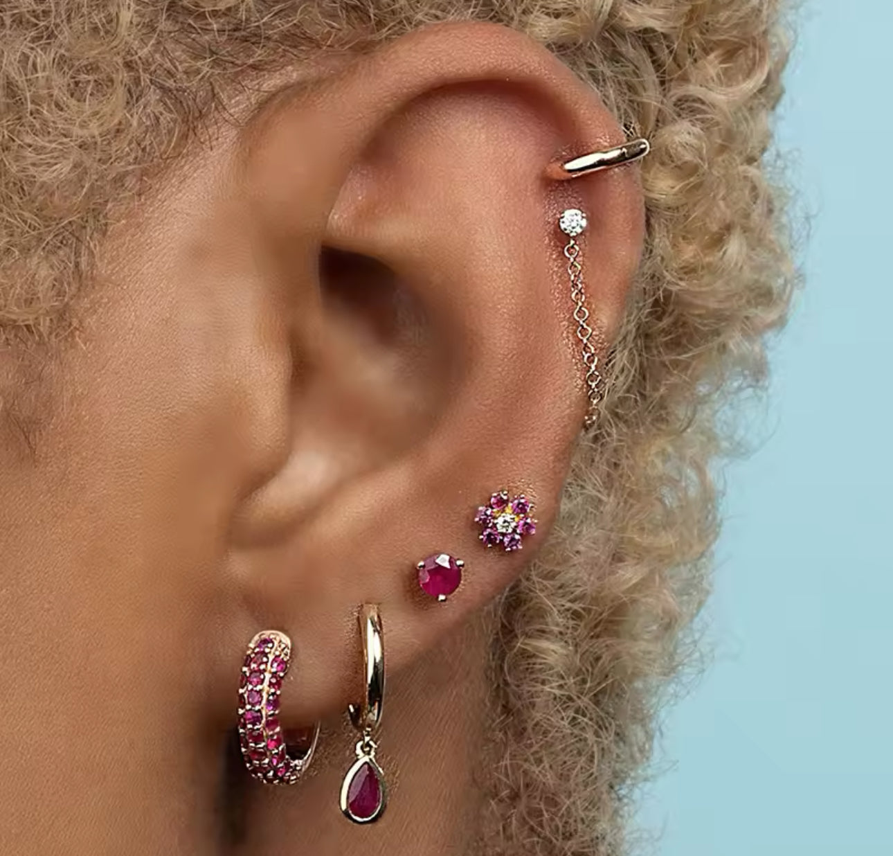 Blue Sunset Drop Mini Hoop Earrings