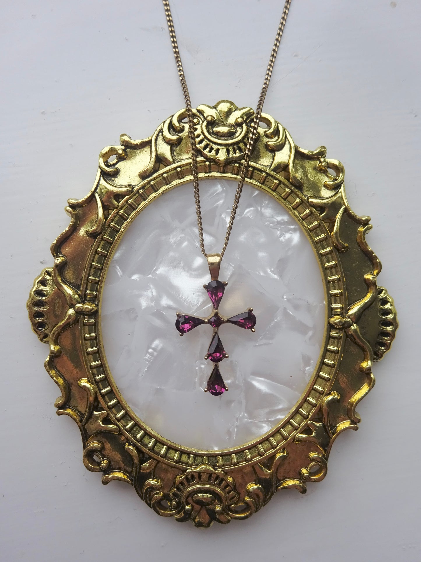 Purple Diamneté Cross Pendant Necklace