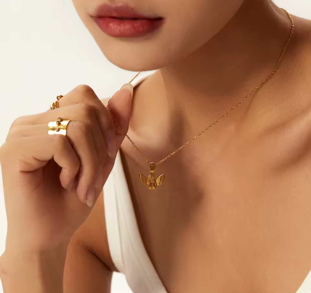Happy Cherub Pendant Chain Necklace