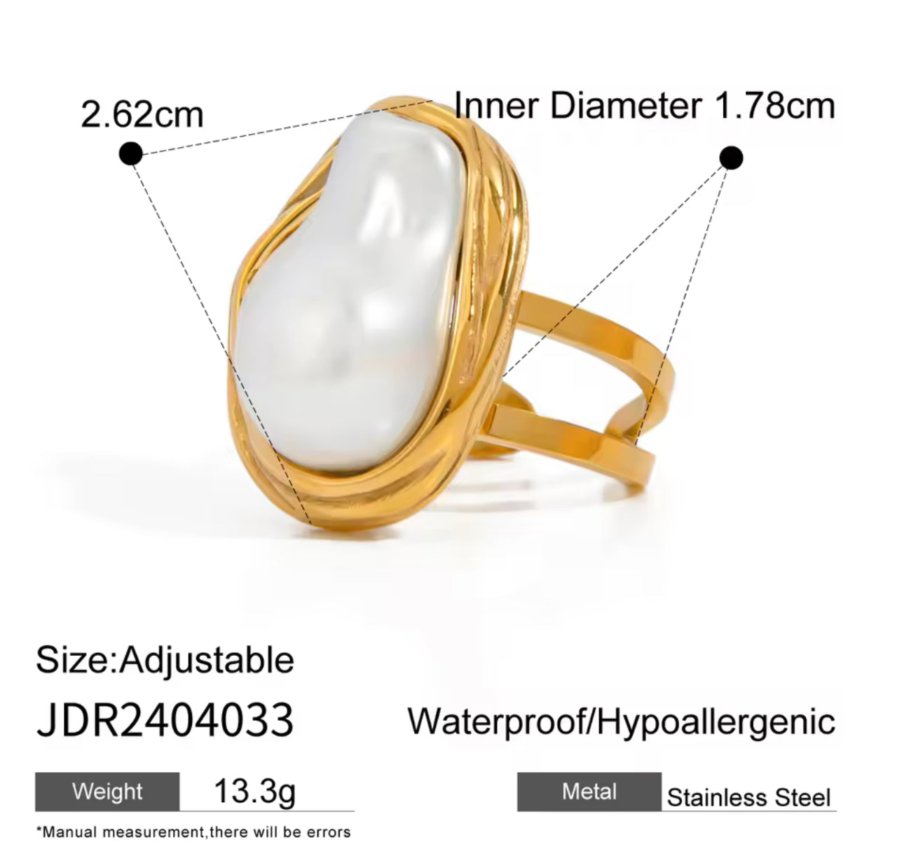 Paradise Pearl Ring Adjustable