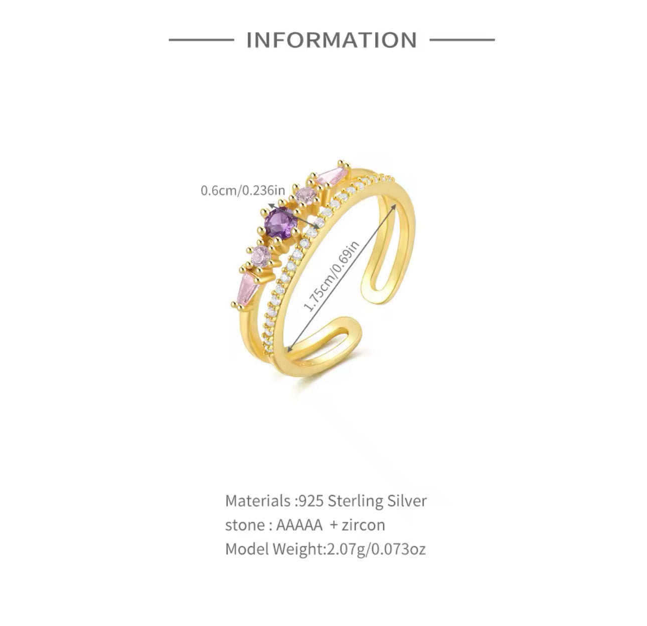 Forever Purple Stone Ring Adjustable