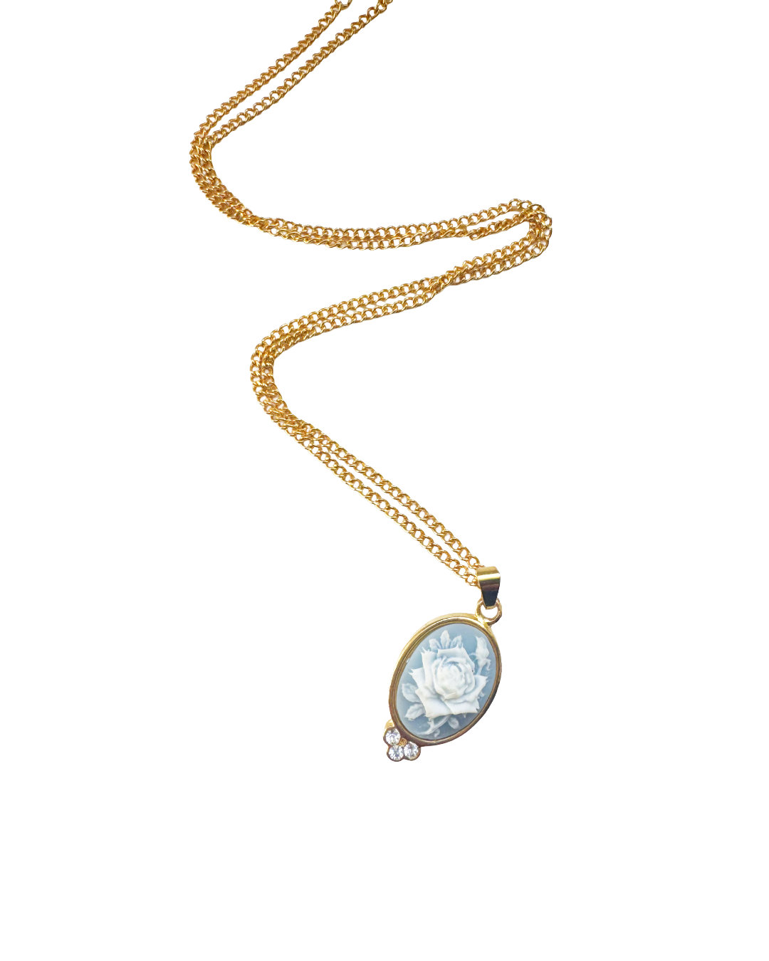 Baby Blue Flower Cameo Necklace