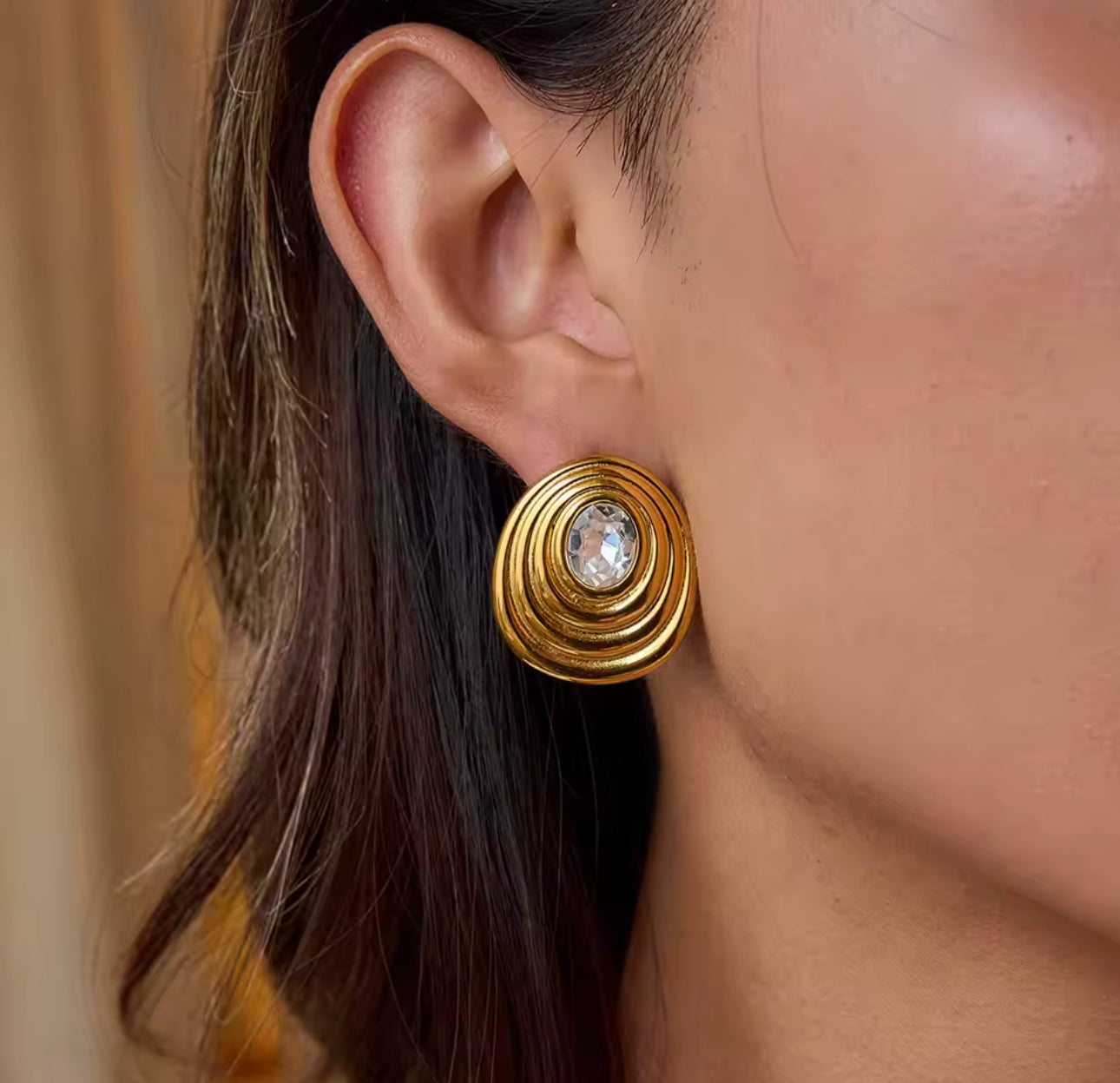 Monaco Oval Crystal Studs