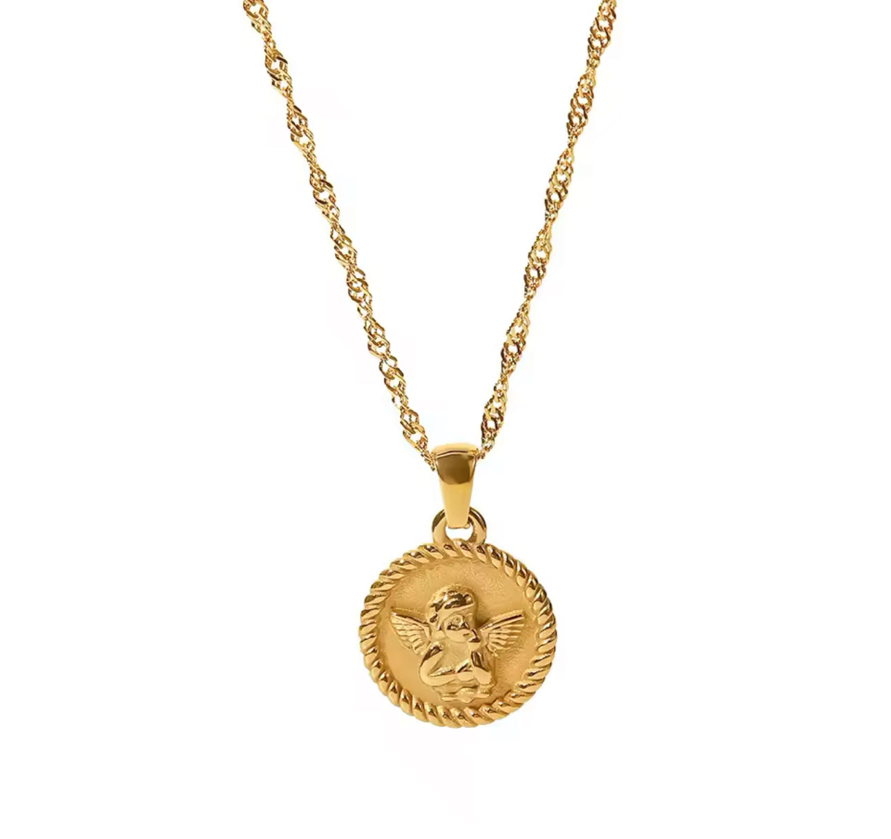 The Stainless Steel Angel Coin Necklace