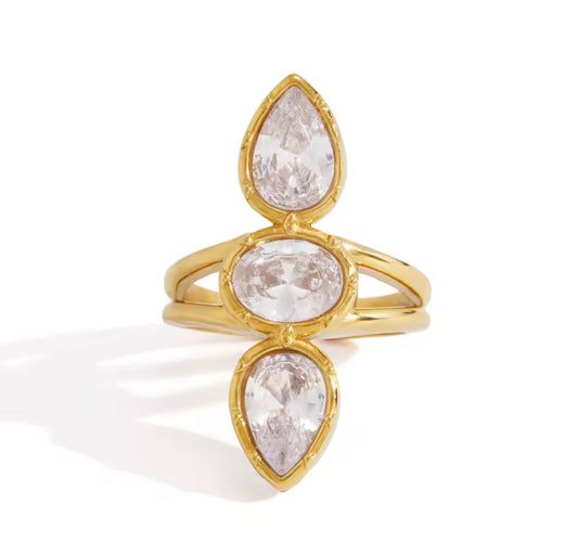 Three Stone Adjustable Ring