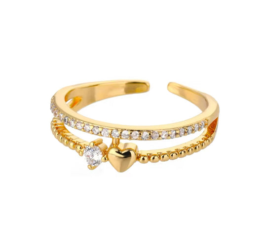 Adjustable Double Layer Love Ring