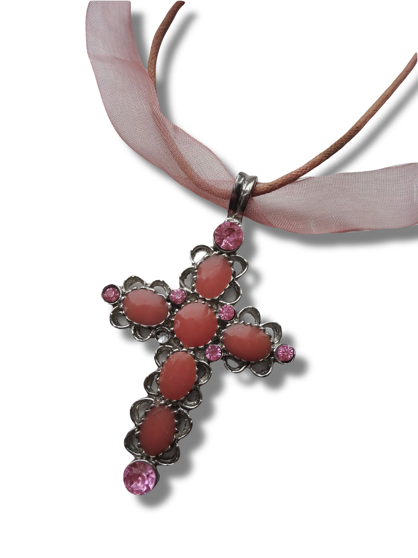 Pink 90s Cross Mesh Necklace