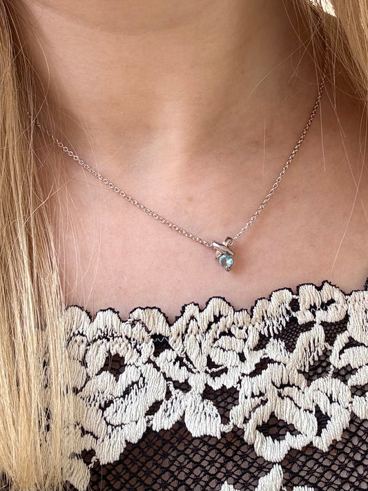 Blue Diamenté Cross Necklace Sterling 925