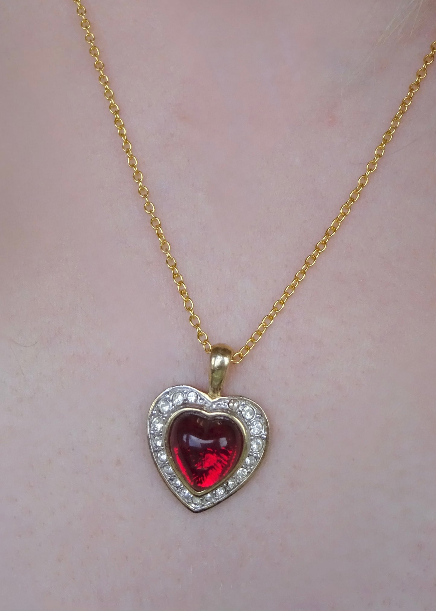 Gold Ruby Heart Pendant