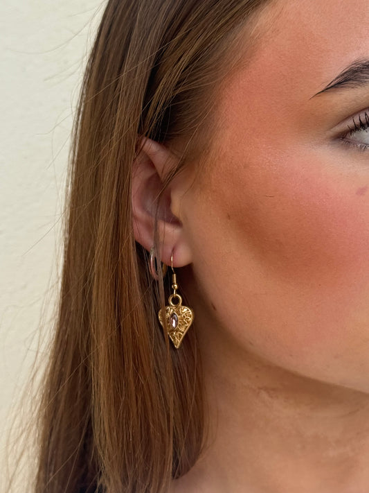 Vintage Gold Heart Earrings