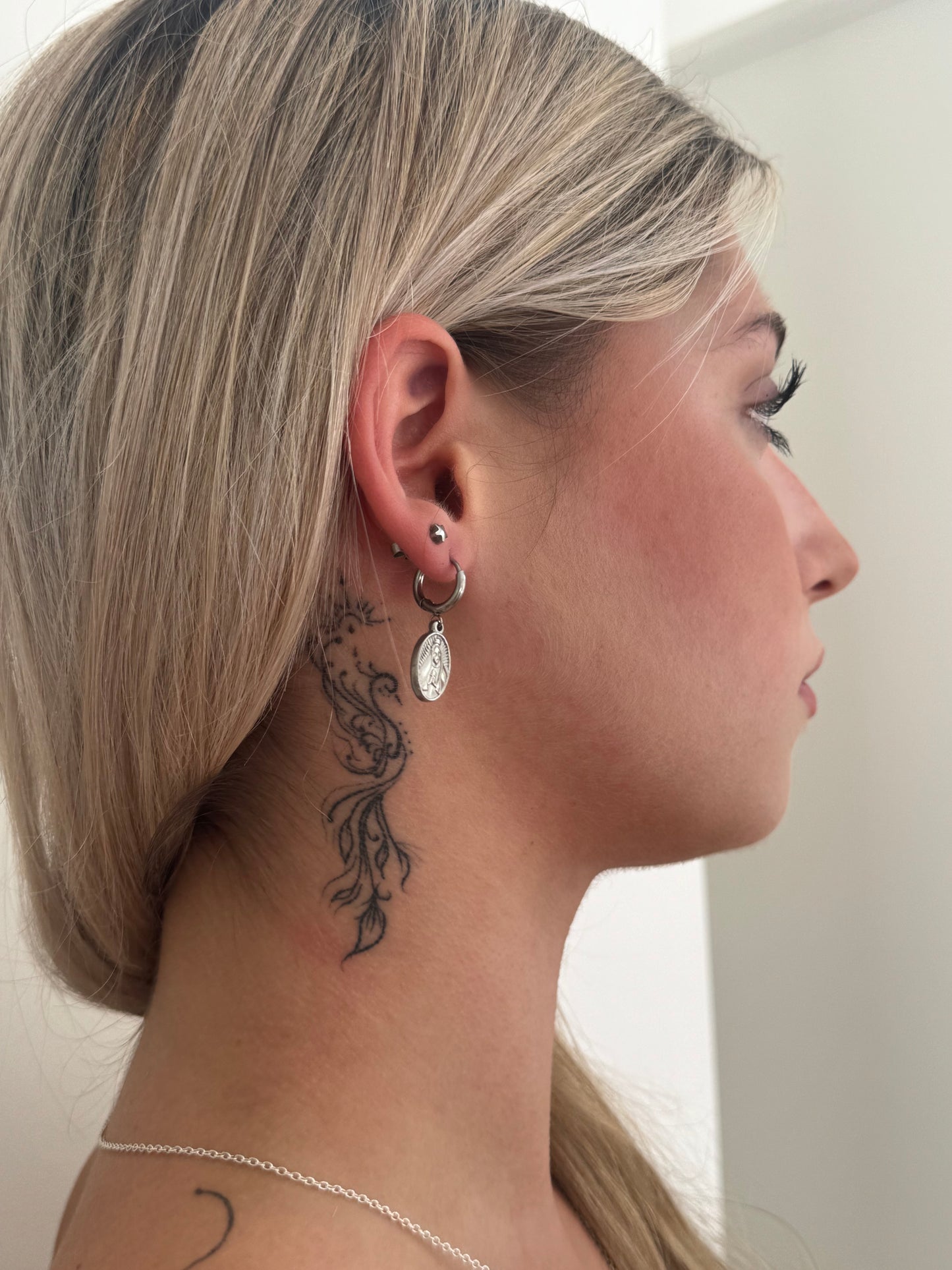 Religous Huggie Silver Earrings