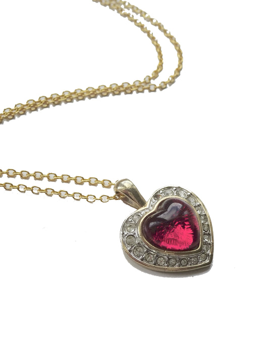 Gold Ruby Heart Pendant
