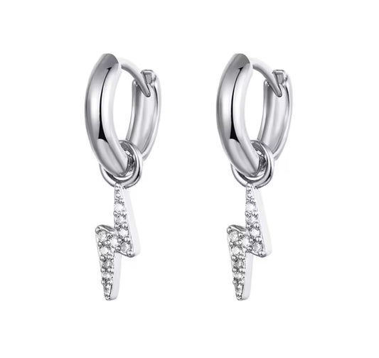 Lightning Mini Hoop Earrings Silver
