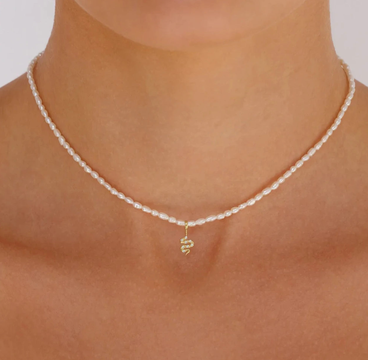 The Hollie Pearl Choker - Snake Pendant