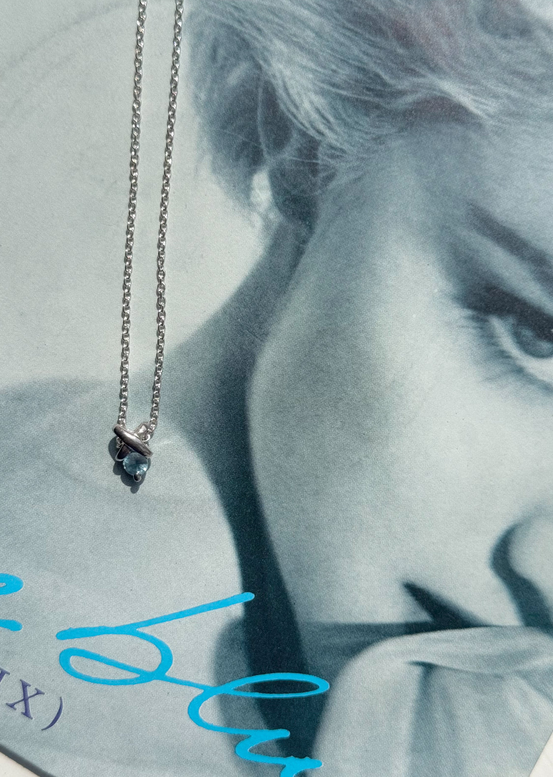 Blue Diamenté Cross Necklace Sterling 925