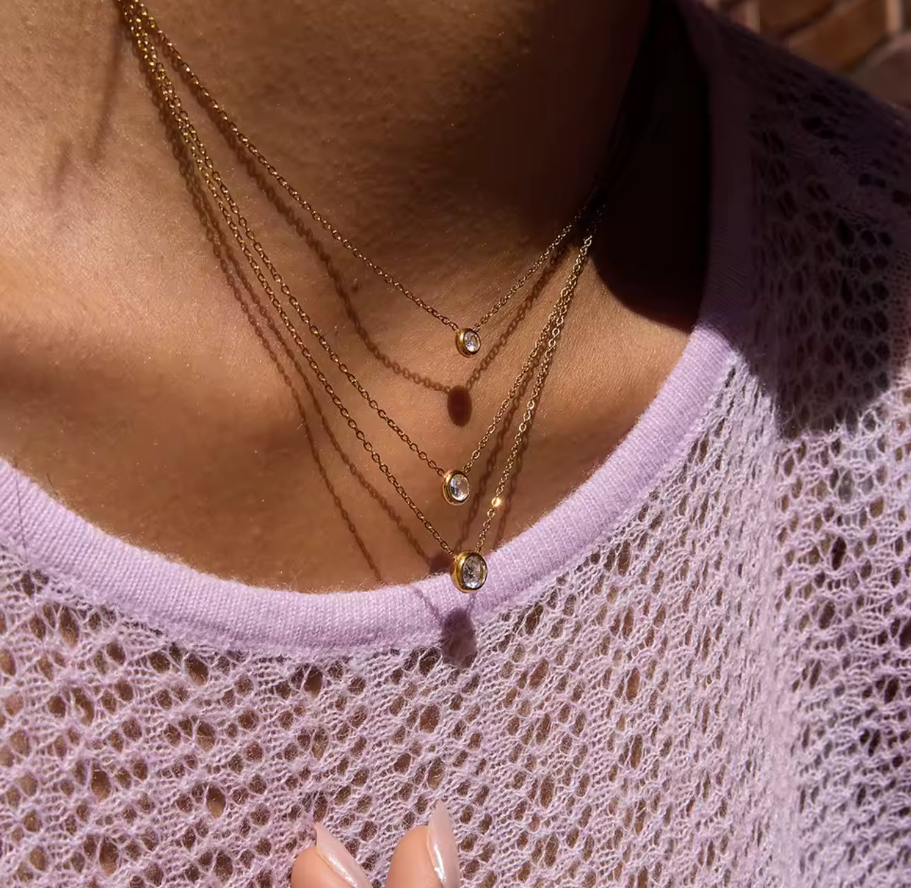 Three Stone Layer Necklace