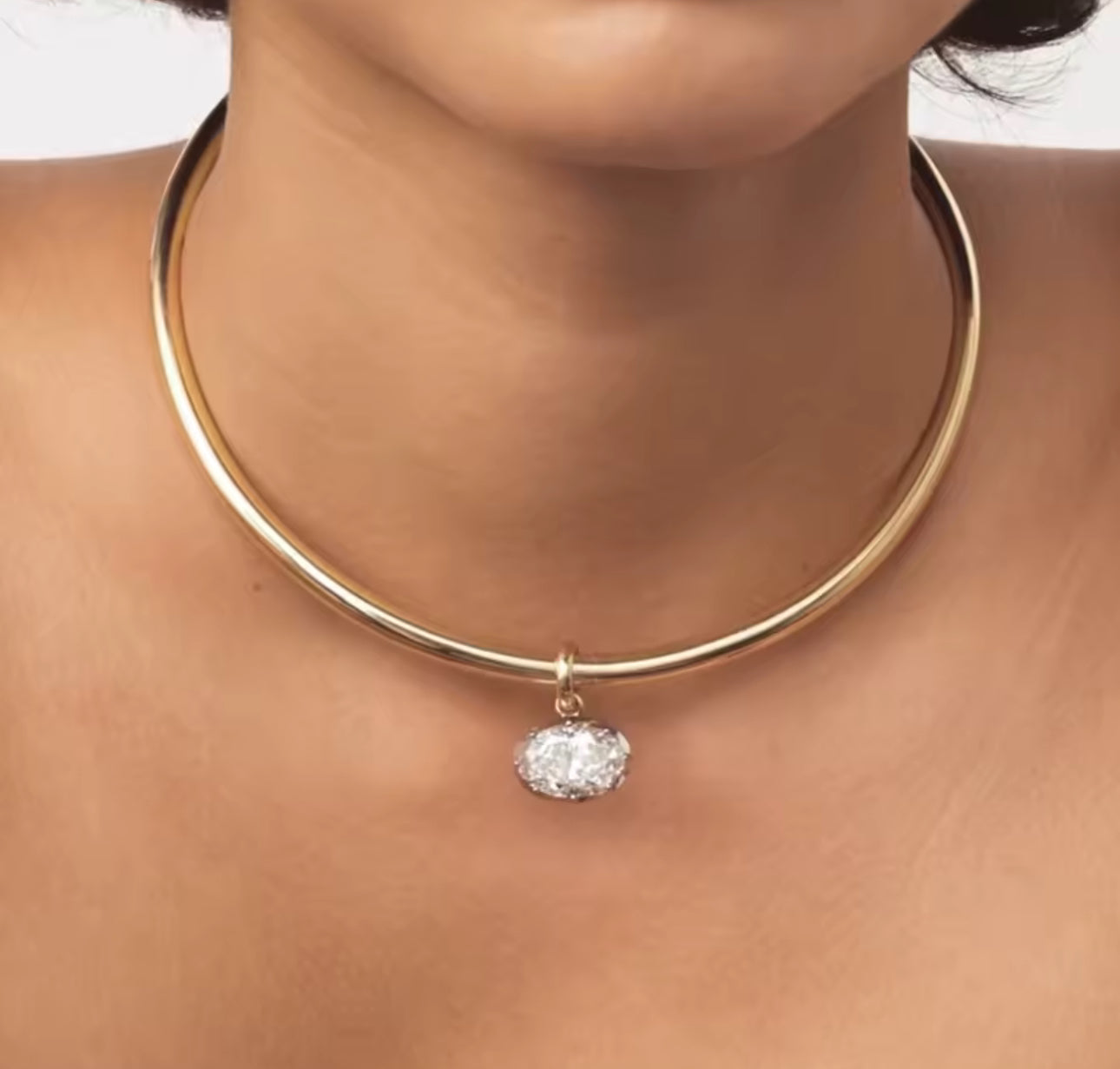 Halo Crystal Cuff Necklace