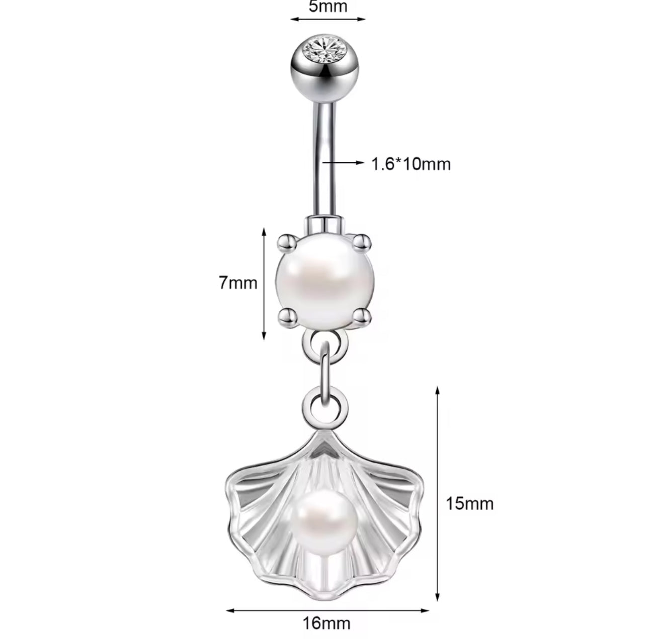 Silver Ocean - Shell Belly Ring