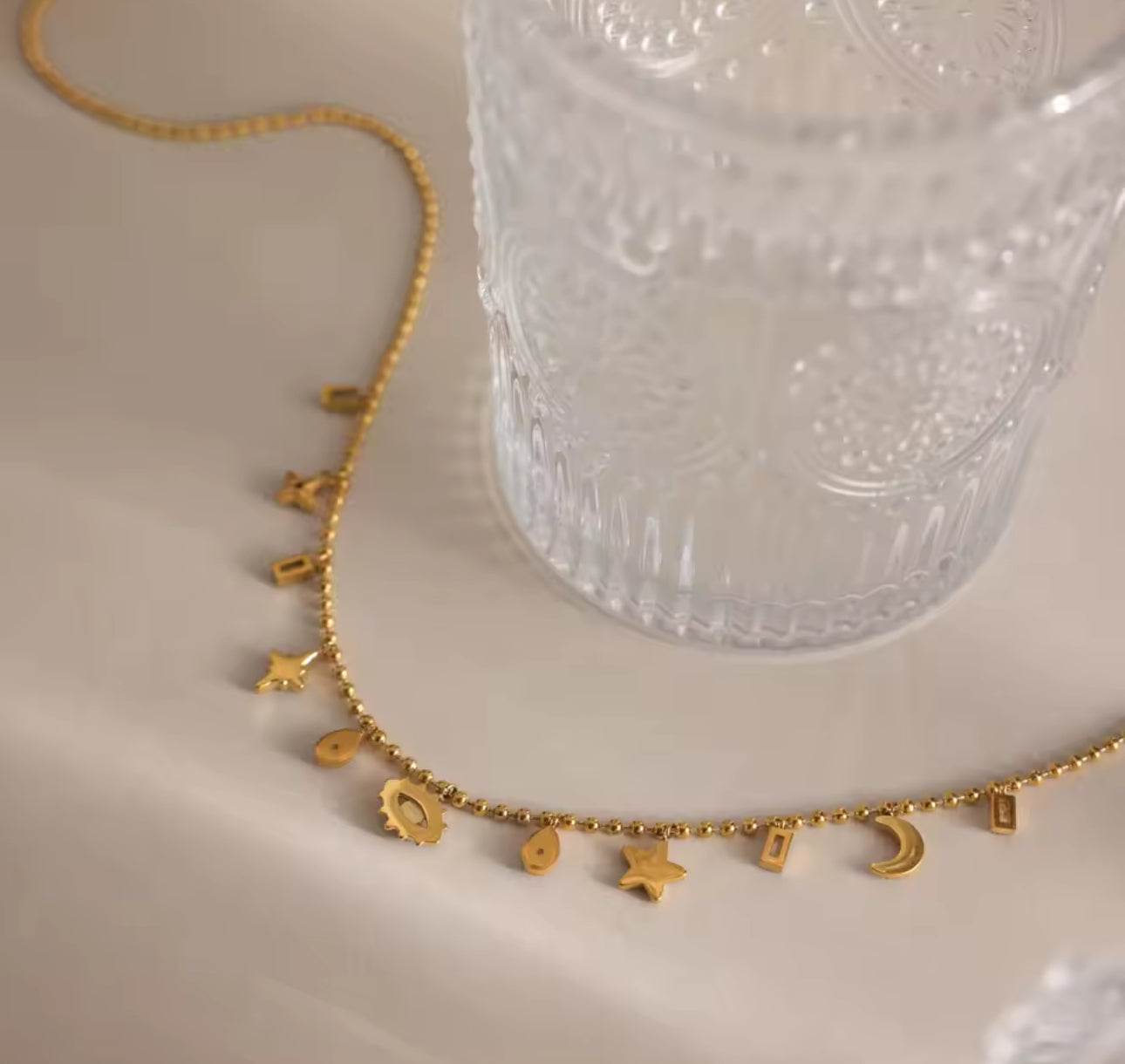 Galaxy Gemma Double Chain Gold Necklace