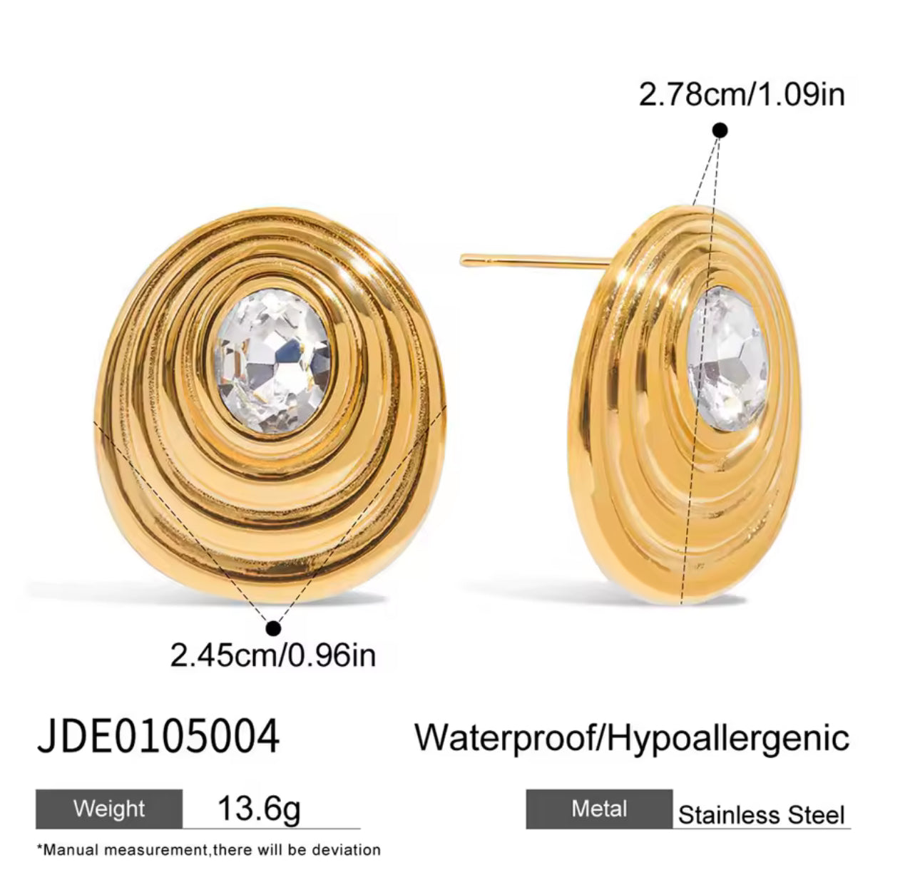 Monaco Oval Crystal Studs