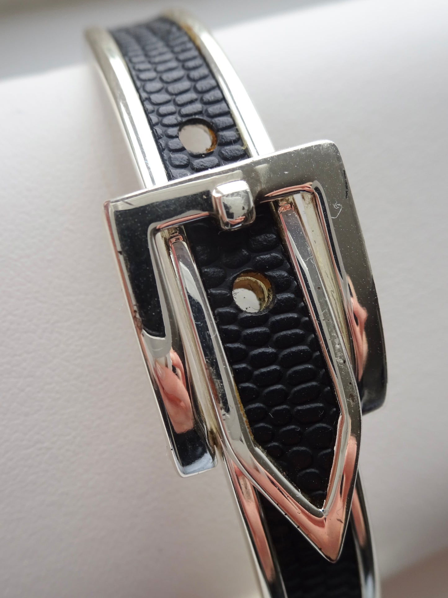 Black and Silver Adjustable Buckle Bracelet