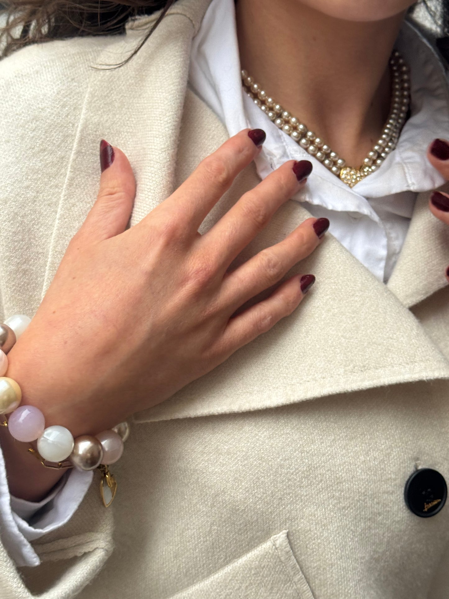 Vintage Pearl Heart Choker Necklace
