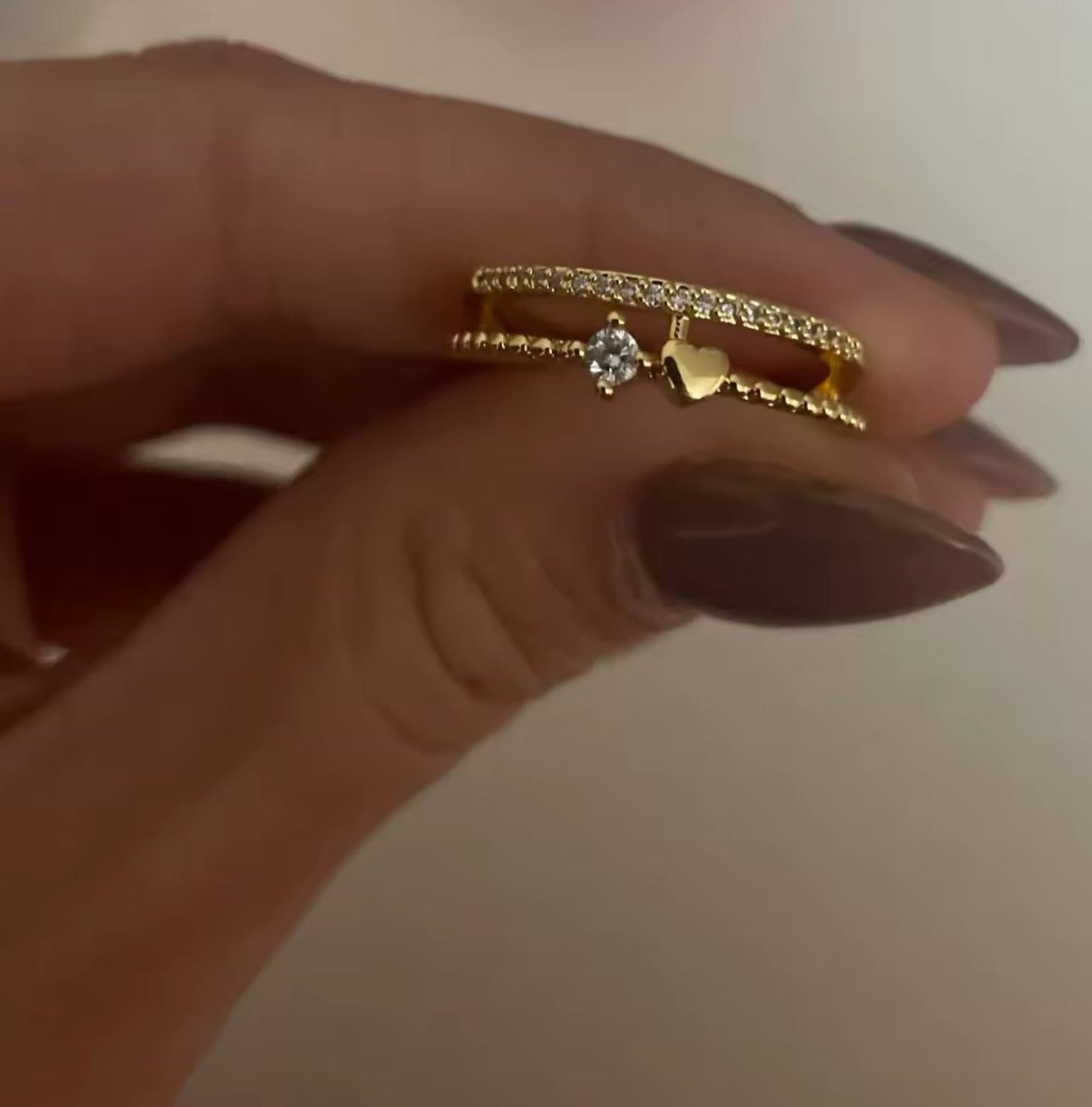Adjustable Double Layer Love Ring