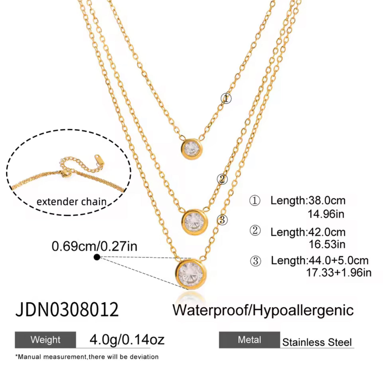 Three Stone Layer Necklace