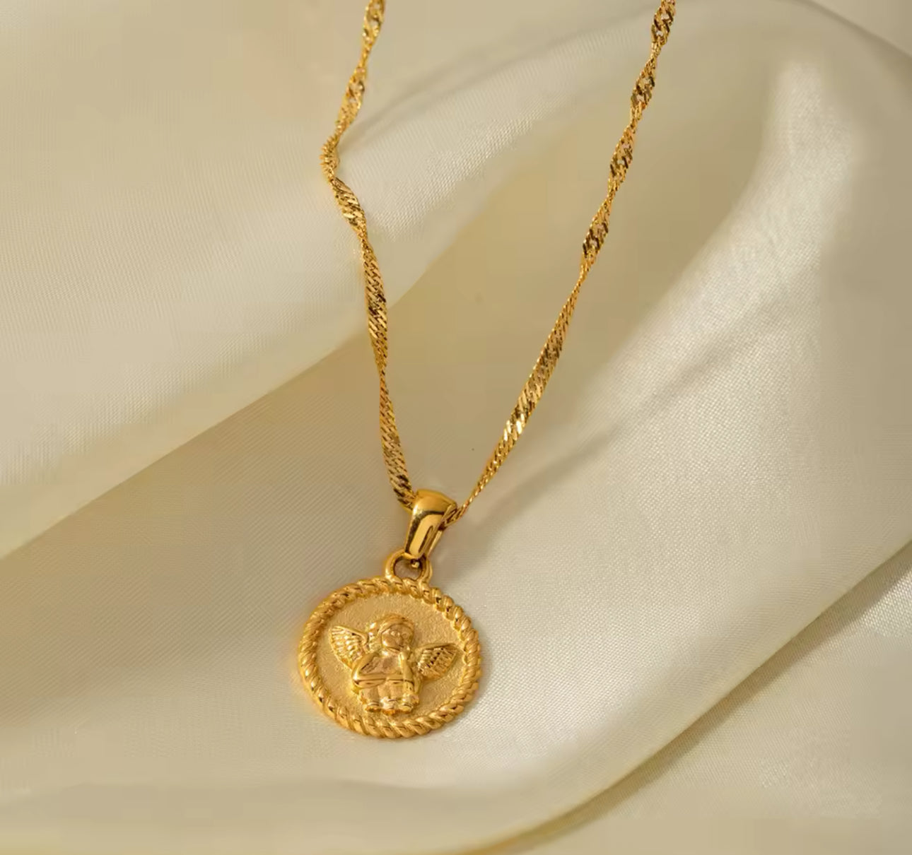 The Stainless Steel Angel Coin Necklace