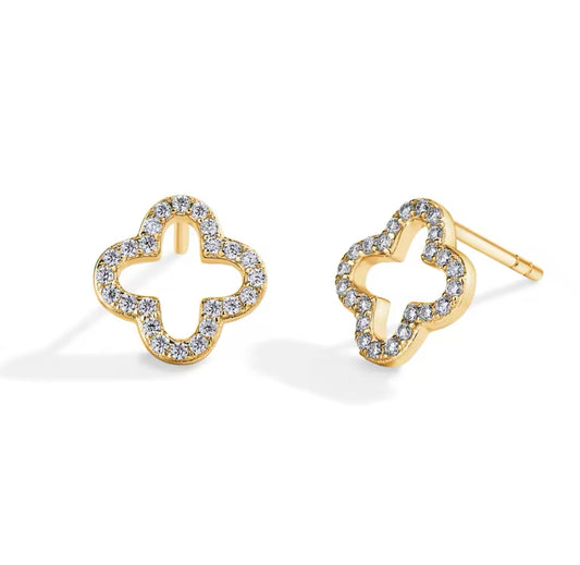 Clover Diamante Studs - 18k plated