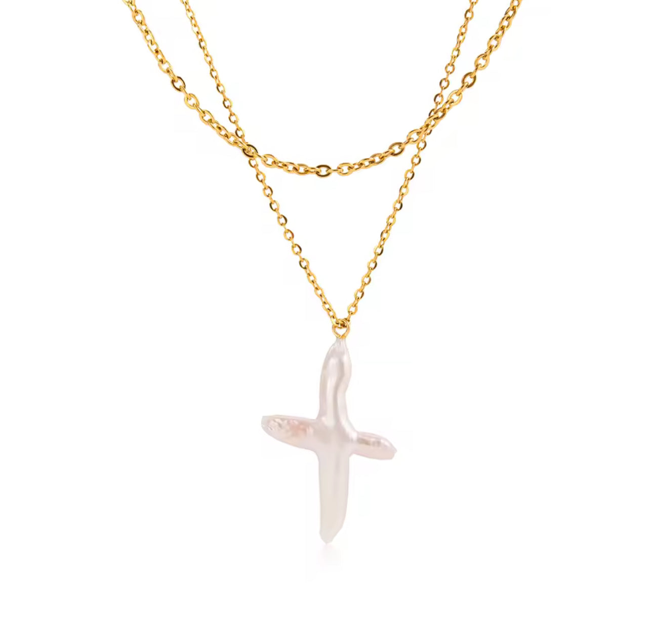 Pearl Cross Sol Necklace