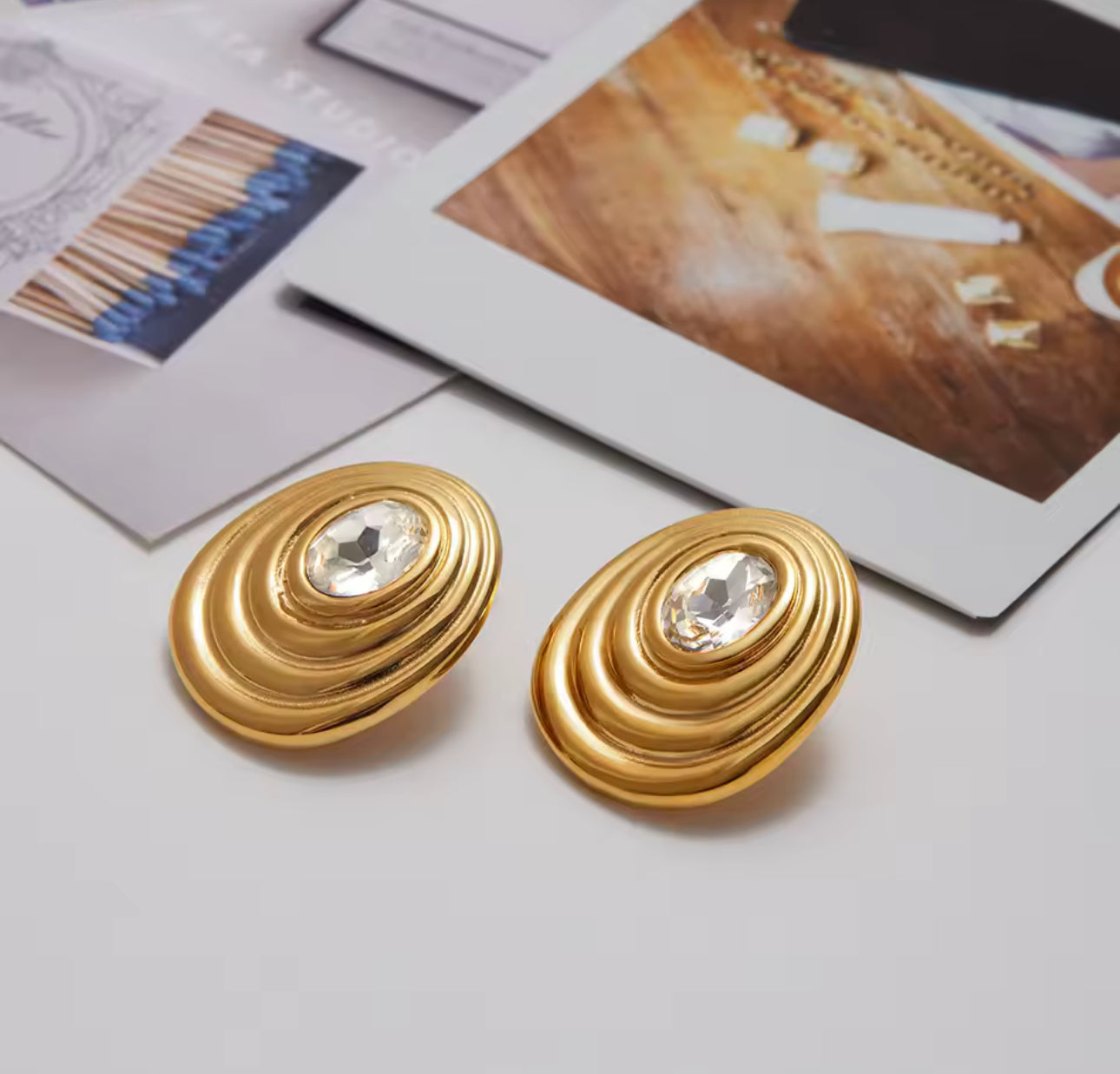 Monaco Oval Crystal Studs