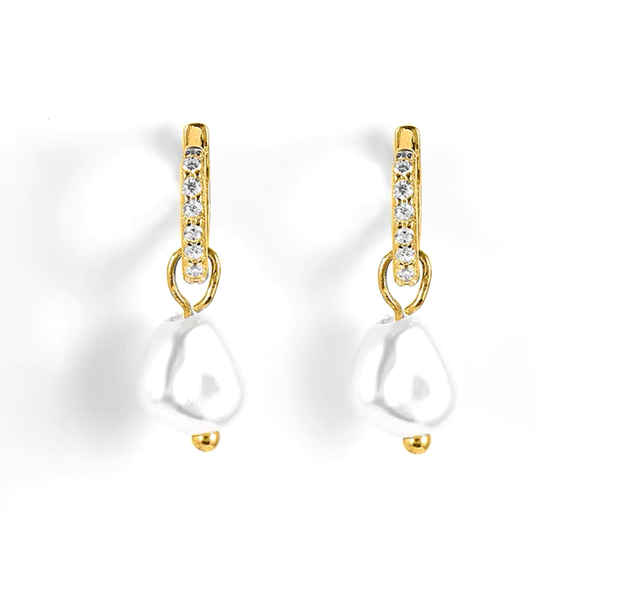 Misty Pearl Mini Hoop Earrings