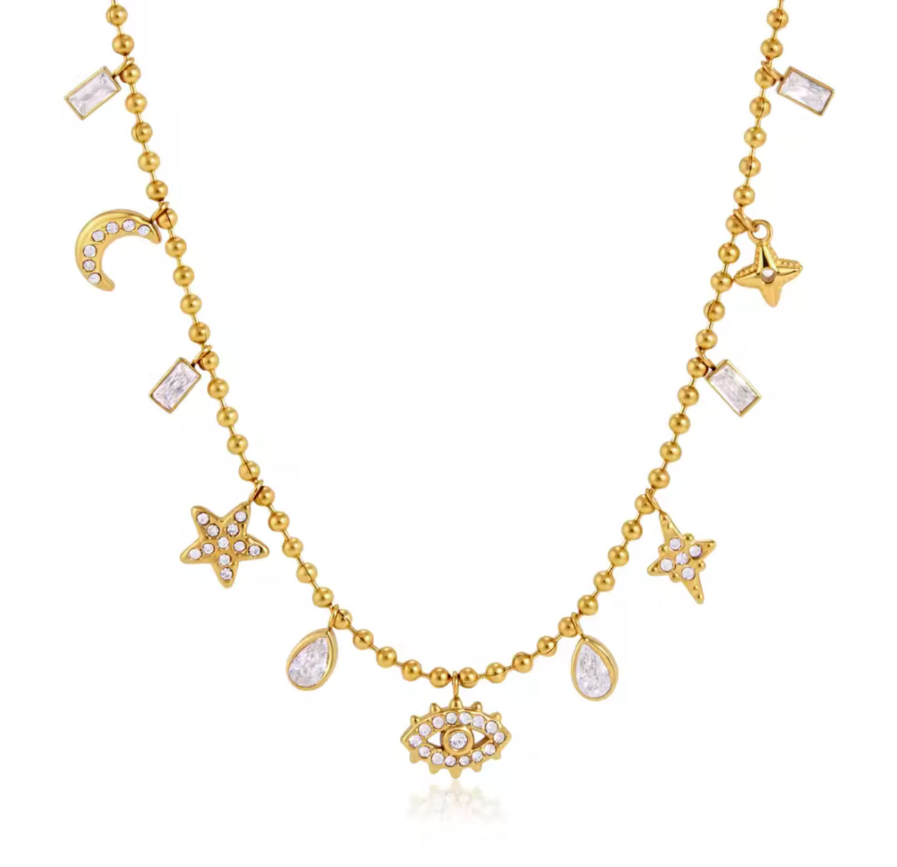 Galaxy Gemma Double Chain Gold Necklace