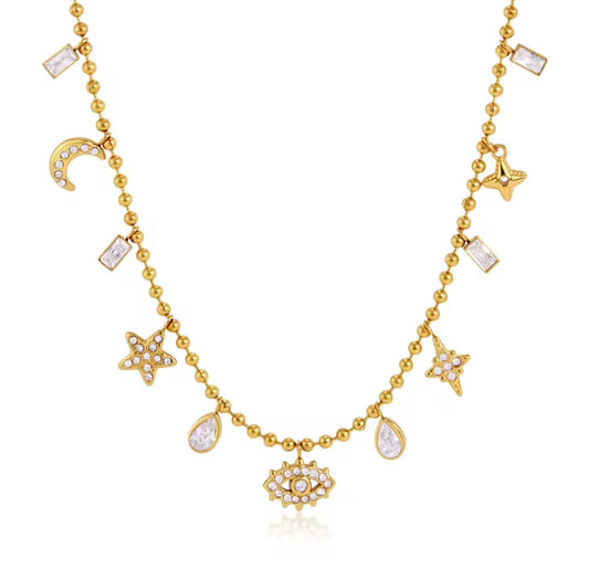 Galaxy Gemma Double Chain Gold Necklace