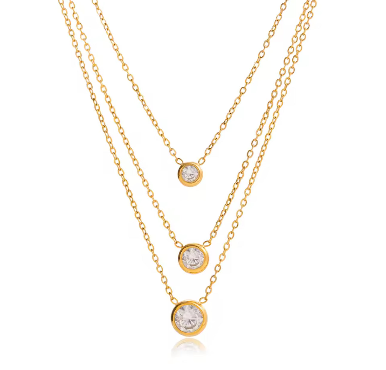 Three Stone Layer Necklace