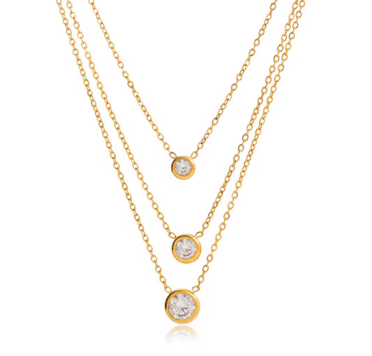 Three Stone Layer Necklace