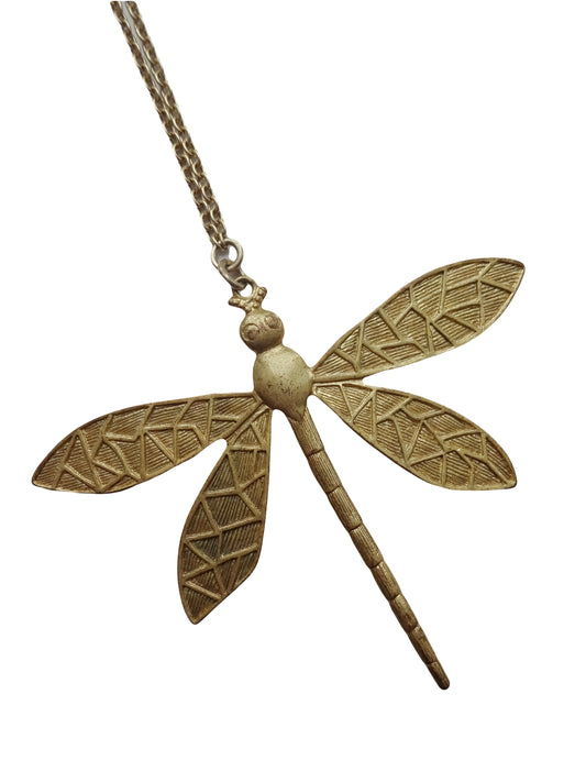 Antique Gold Dragon Fly Necklace
