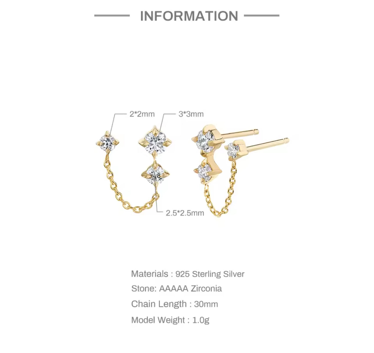 Gold Lucie Chain Earrings