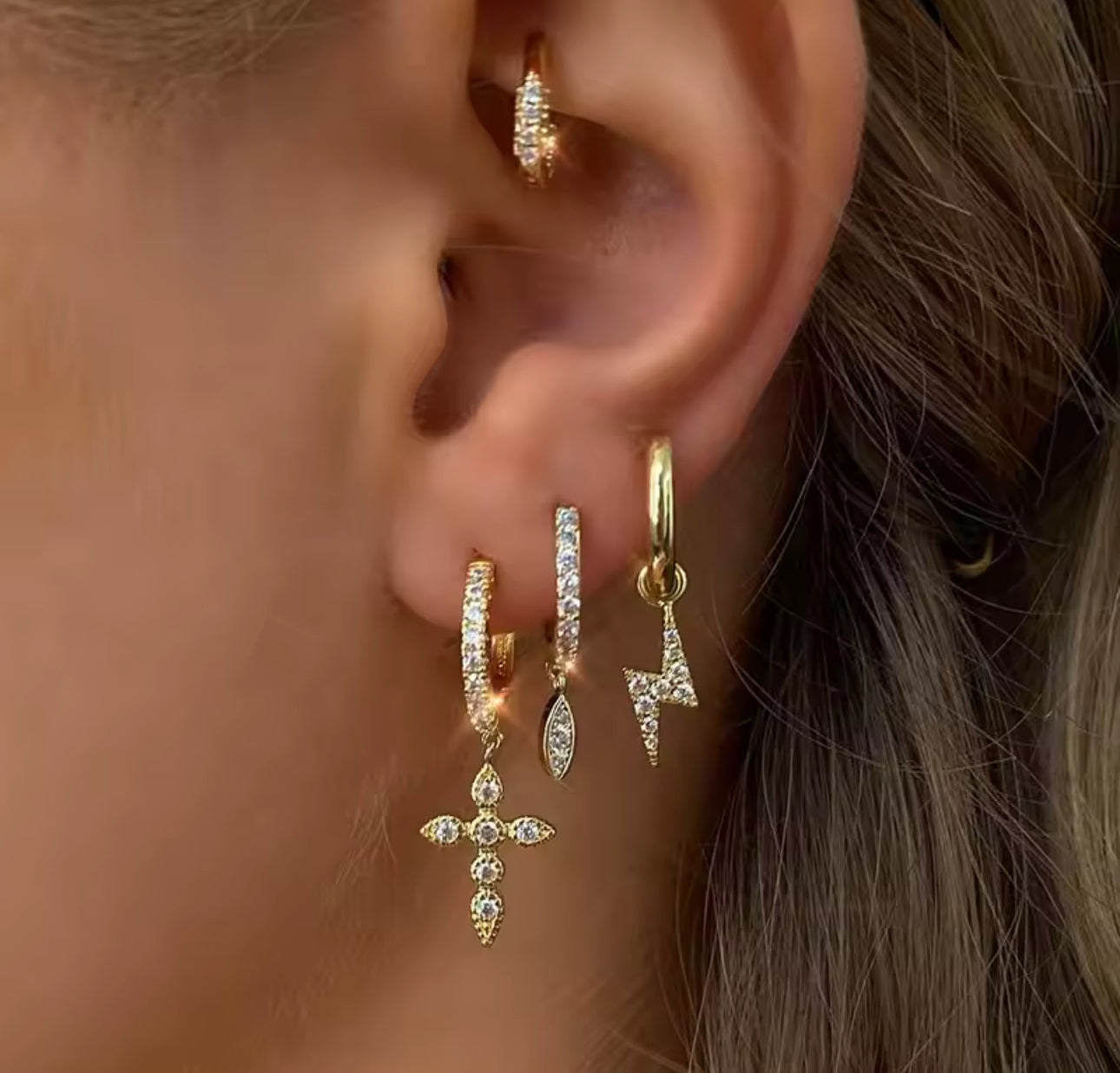 Lightning Mini Hoop Earrings Silver