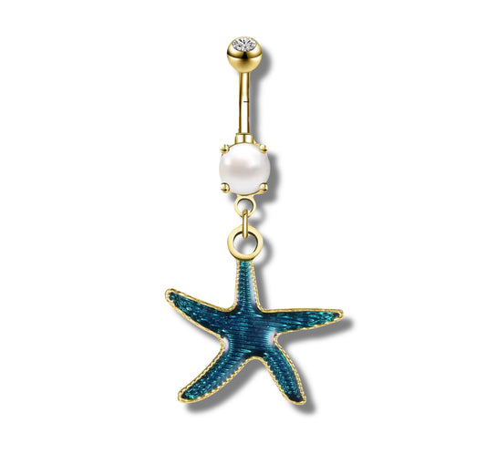 Blue Mermaid - Shell Belly Ring