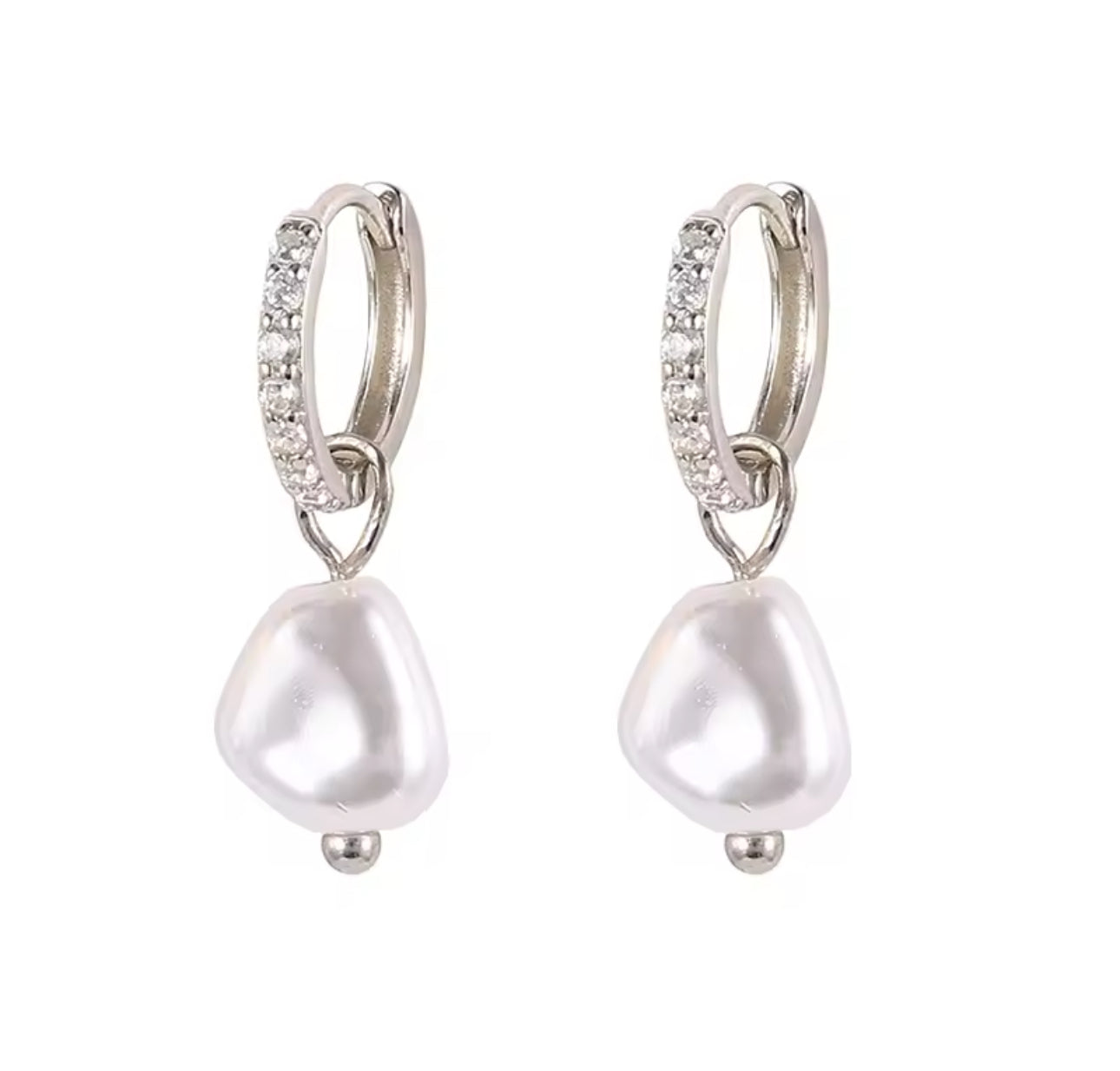 Misty Pearl Mini Hoop Earrings