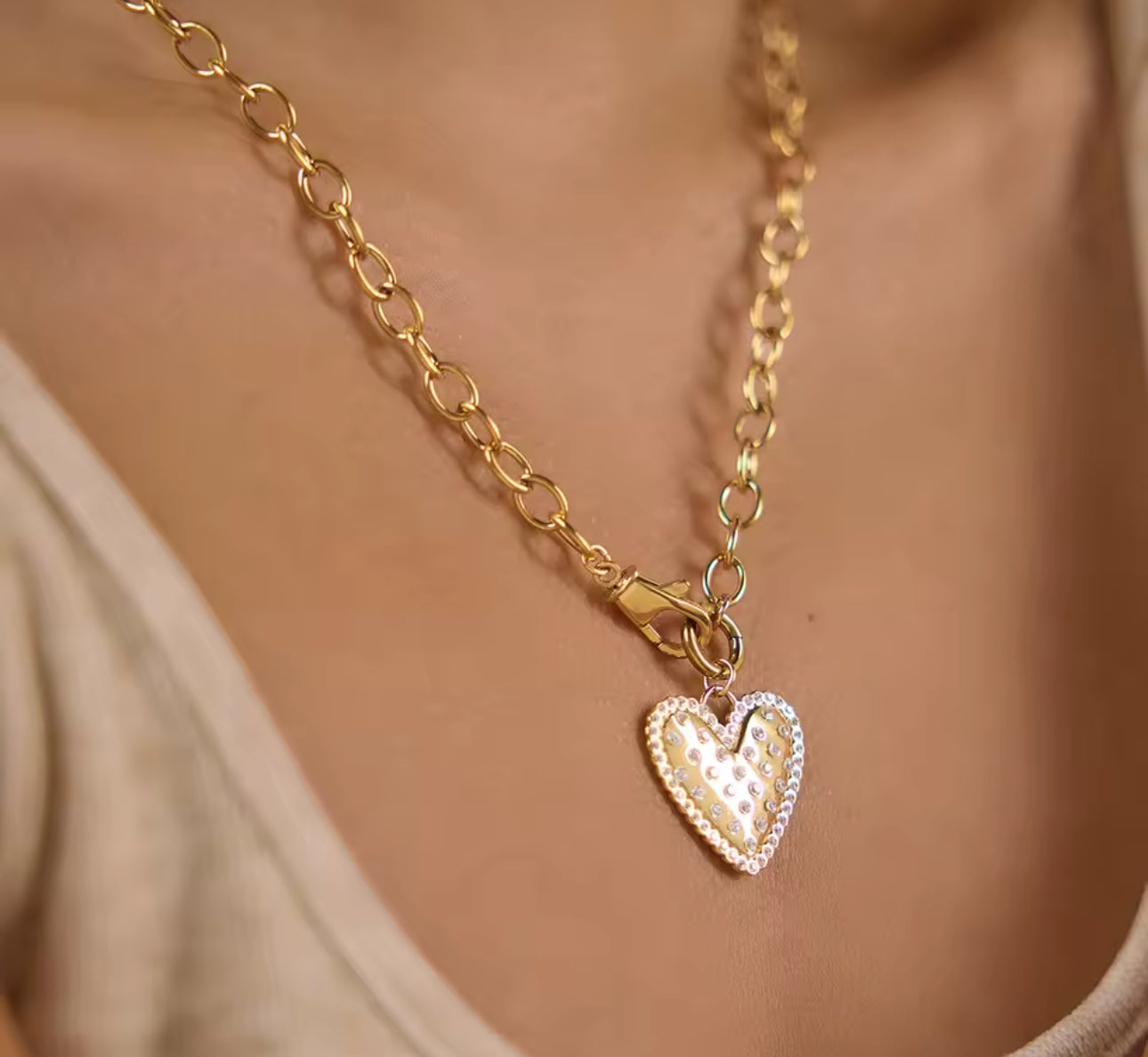 Diamanté Heart Necklace