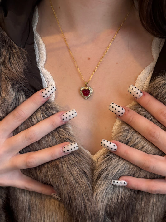 Gold Ruby Heart Pendant