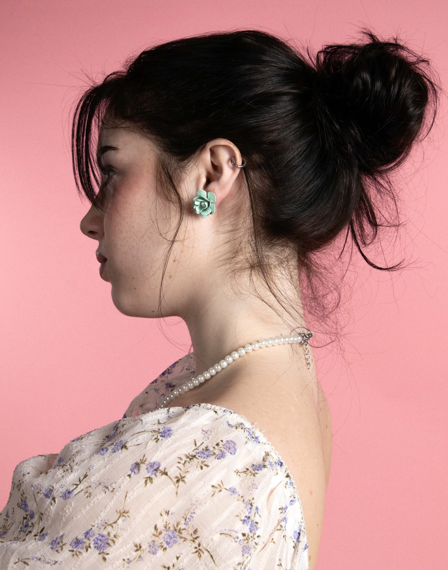 Teal Flower Earrings