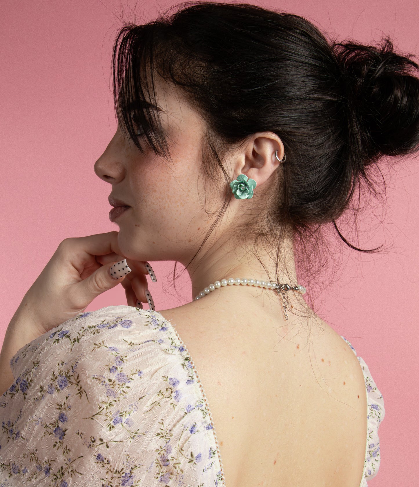 Teal Flower Earrings