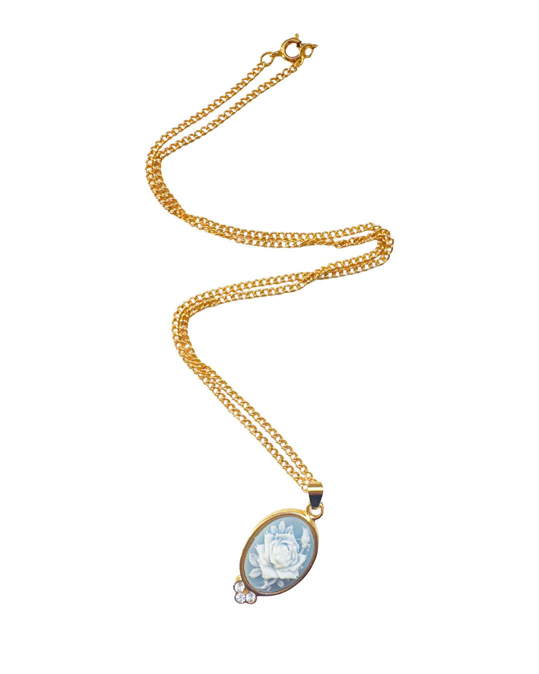 Baby Blue Flower Cameo Necklace